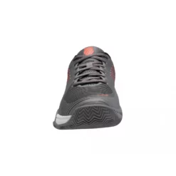 K-Swiss Men’s Hypercourt Express 2 HB Tennis Shoes (Steel Gray/Jet Black/Spicy Orange) -Tecnifibre Shop 06614 052 kswiss mens hypercourt express 2 hb steel gray jet black spicy orange right front 1000 1000