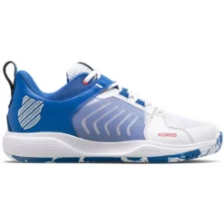 K-Swiss Men’s Ultrashot Team Tennis Shoes (White/Classic Blue/Berry Red)