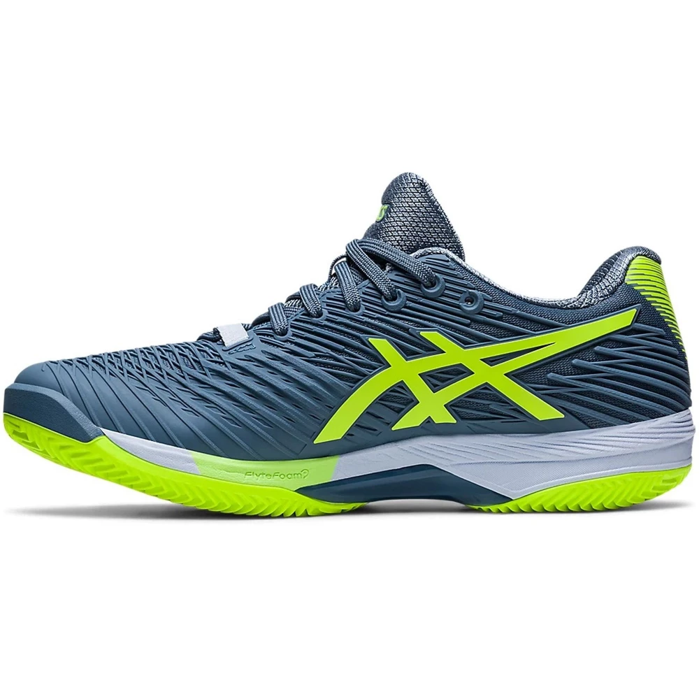 Asics Men’s Solution Speed FF 2 Clay Court Tennis Shoes (Steel Blue/Hazard Green) - Image 2