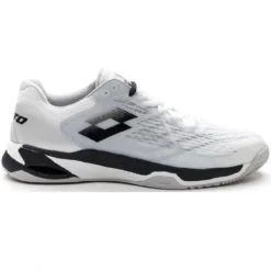 Lotto Men’s Mirage 100 Clay Tennis Shoes (White/Black/Silver Metal)