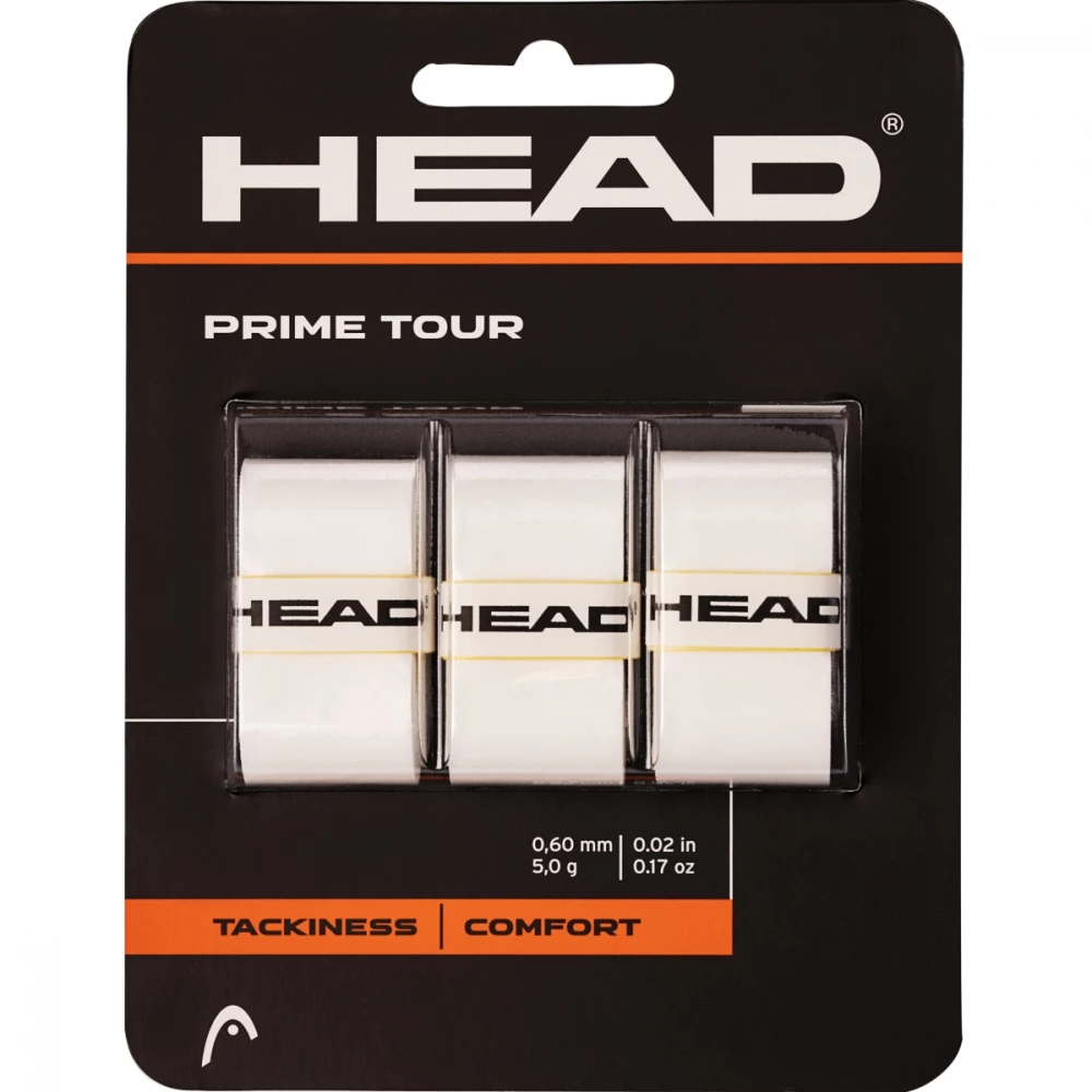 Head Prime Tour Tennis Racquet Overgrip 3 Pack (White)