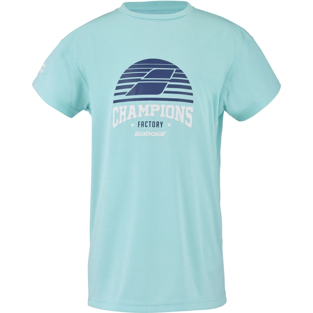 Babolat Boy’s Exercise “Champion Factory” Graphic Tennis Tee (Angel Blue Heather)