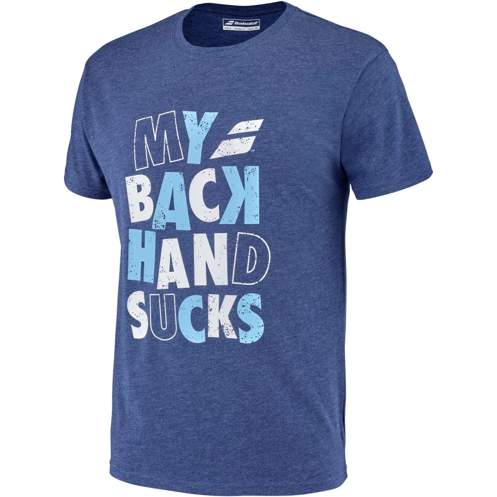 Babolat Men’s Exercise “My Backhand Sucks” Message Tennis Tee - Image 2