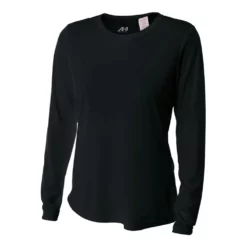 A4 Women’s Performance Long-Sleeve Crew Neck Shirt (Black)