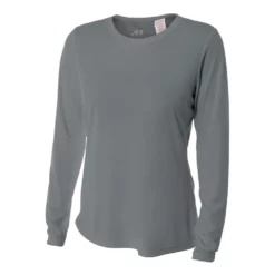 A4 Women’s Performance Long-Sleeve Crew Neck Shirt (Graphite)