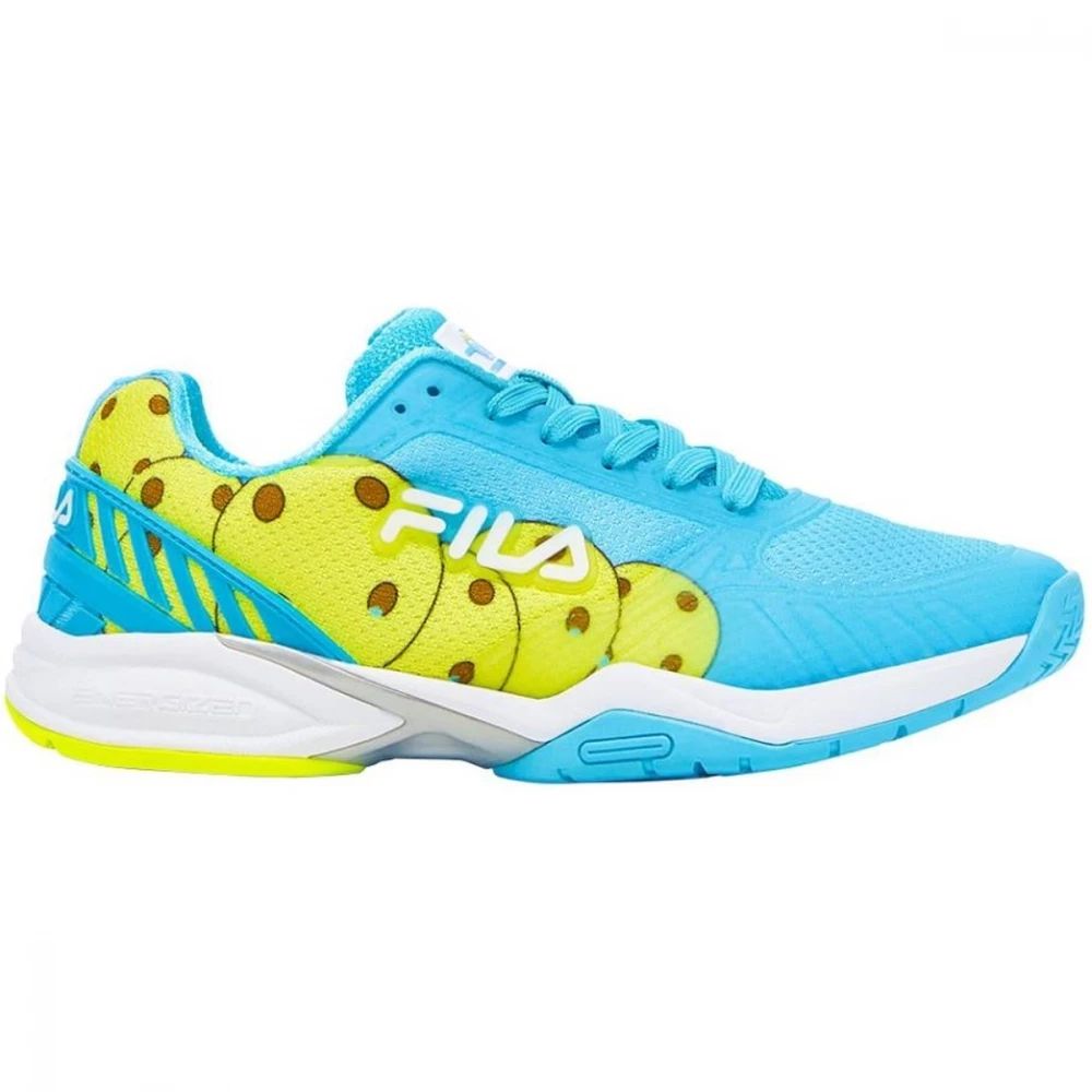 Fila Women’s Volley Zone Pickleball Shoes (Blue Fish/White/Safety Yellow)