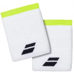 Babolat Men’s Aero Logo Jumbo 4 Inch Wristband (White/Yellow)