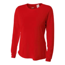A4 Women’s Performance Long-Sleeve Crew Neck Shirt (Scarlet)