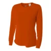 A4 Women’s Performance Long-Sleeve Crew Neck Shirt (Orange)