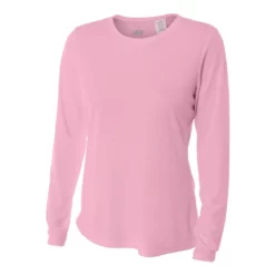 A4 Women’s Performance Long-Sleeve Crew Neck Shirt (Pink)