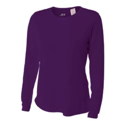A4 Women’s Performance Long-Sleeve Crew Neck Shirt (Purple)