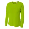 A4 Women’s Performance Long-Sleeve Crew Neck Shirt (Lime)