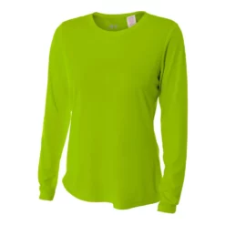 A4 Women’s Performance Long-Sleeve Crew Neck Shirt (Lime)