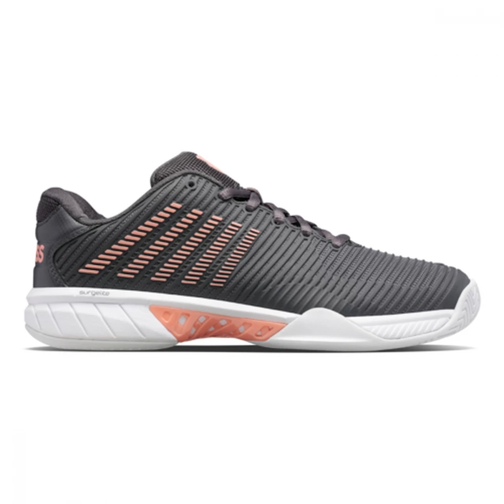 K-Swiss Women’s Hypercourt Express 2 Tennis Shoes (Asphalt/White/Peach Amber)
