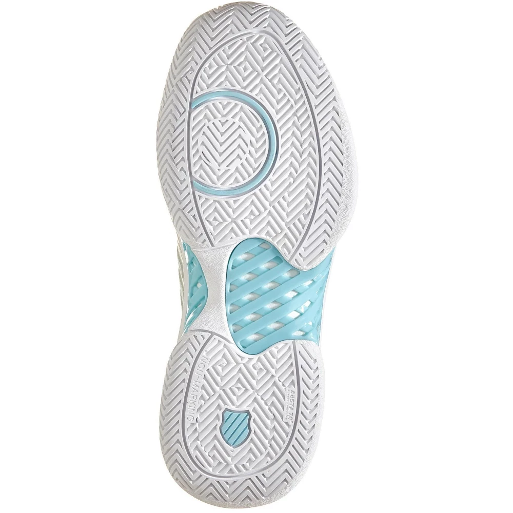 K-Swiss Women’s Wide Hypercourt Express 2 Tennis Shoes (Gray/White/Blue Glow) - Image 3