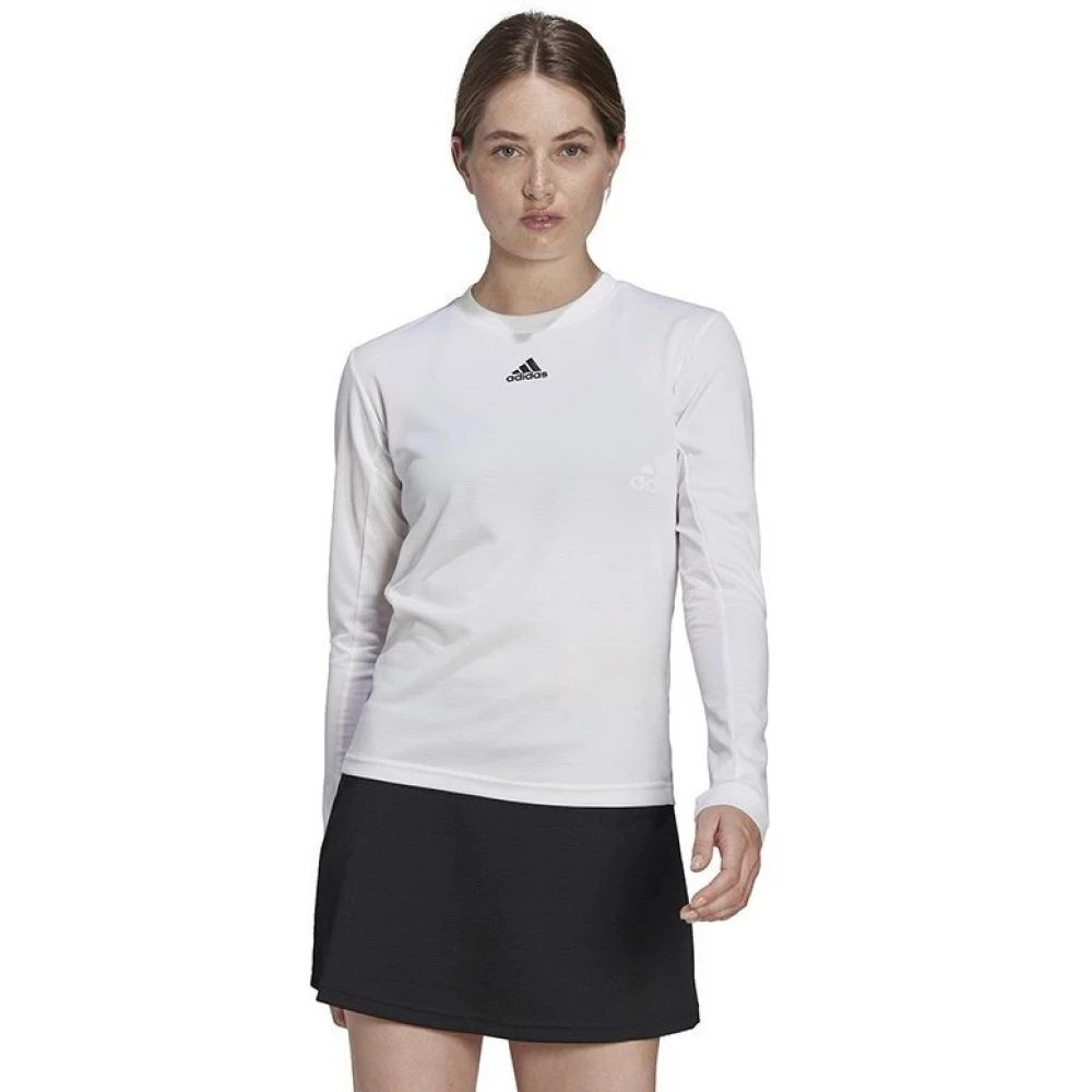Adidas Women’s FreeLift Long Sleeve Tennis Tee (White) - Image 2