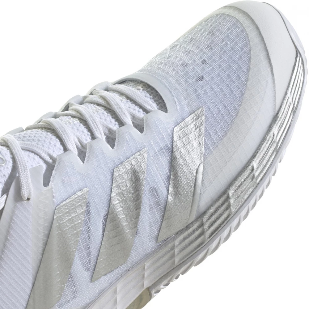 Adidas Women’s Adizero Ubersonic 4 Tennis Shoes (White/Silver Metallic/Grey) - Image 2