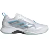 Adidas Women’s Avacourt Tennis Shoes (White/Silver Metallic/Bright Cyan)