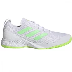 Adidas Men’s CourtFlash Tennis Shoes (White/Beam Green/Solar Green)