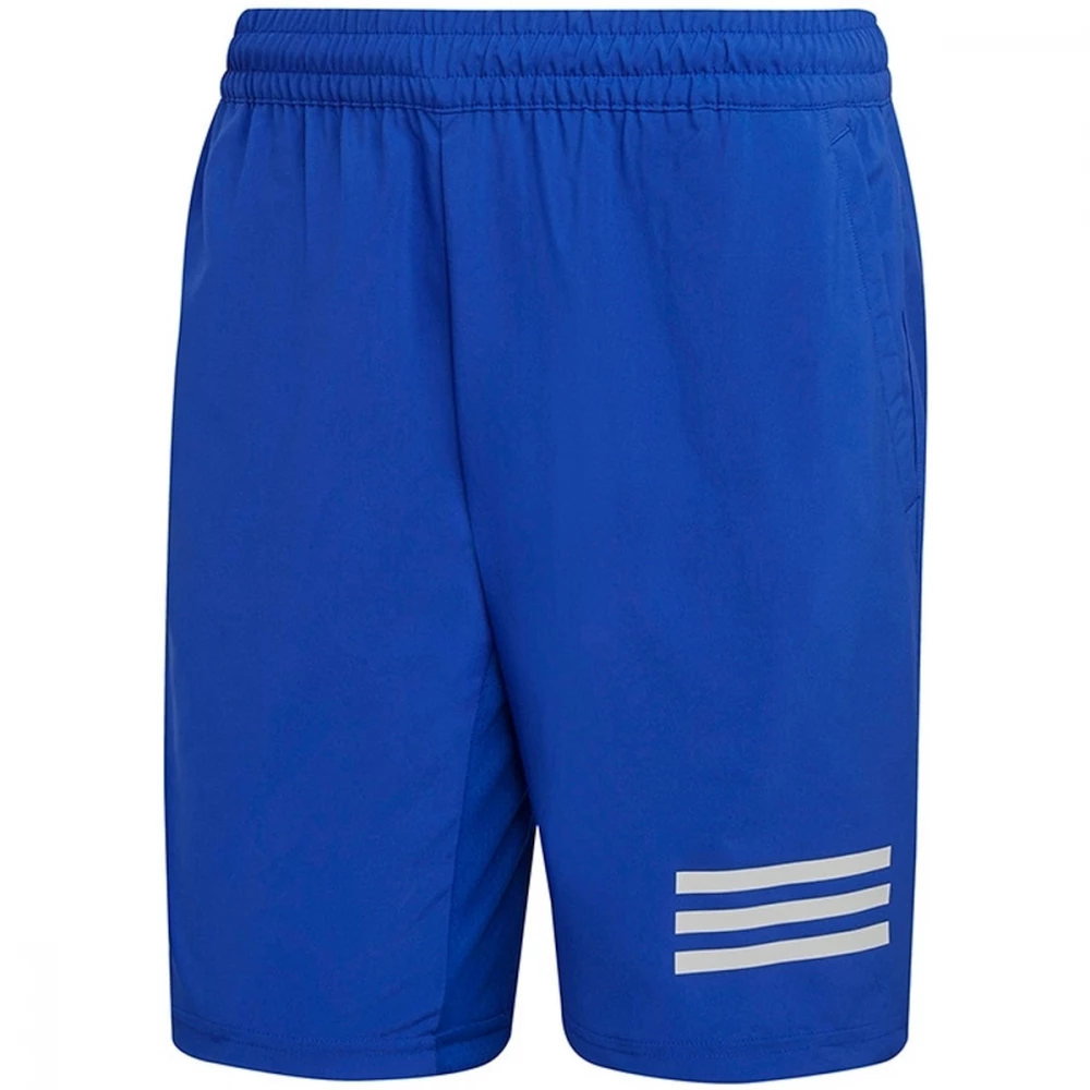 Adidas Men’s Club 9 Inch 3 Stripe Tennis Shorts (Bold Blue/White)