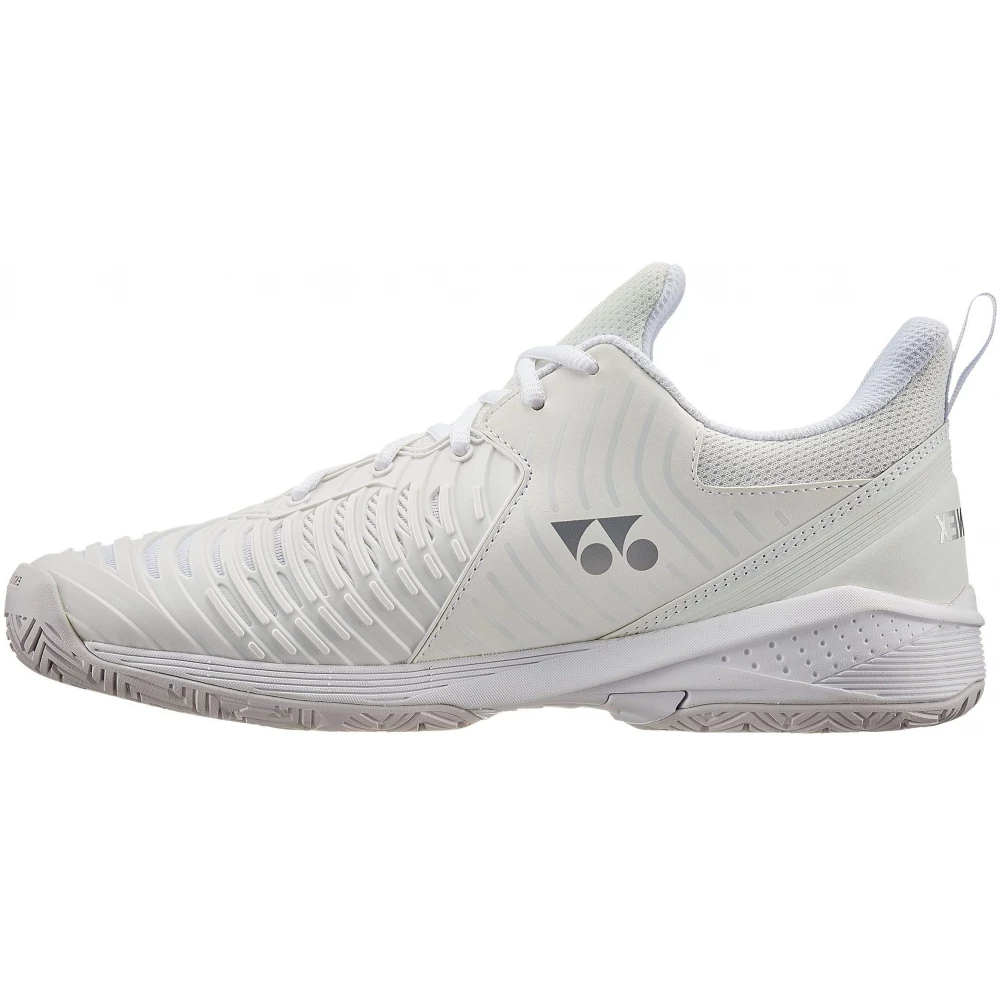 Yonex Women’s Power Cushion Sonicage 3 Tennis Shoes (White/Silver) - Image 2