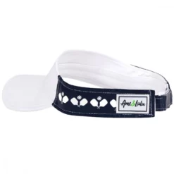 Ame & Lulu Head In The Game Visor (White Navy) -Tecnifibre Shop VSR264 ameandlulu pickleball head in the game visor white navy side 1000 1000