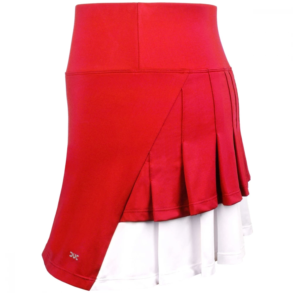 DUC Flirt-2 Women’s Double-Pleat Tennis Skort (Red/White) - Image 2