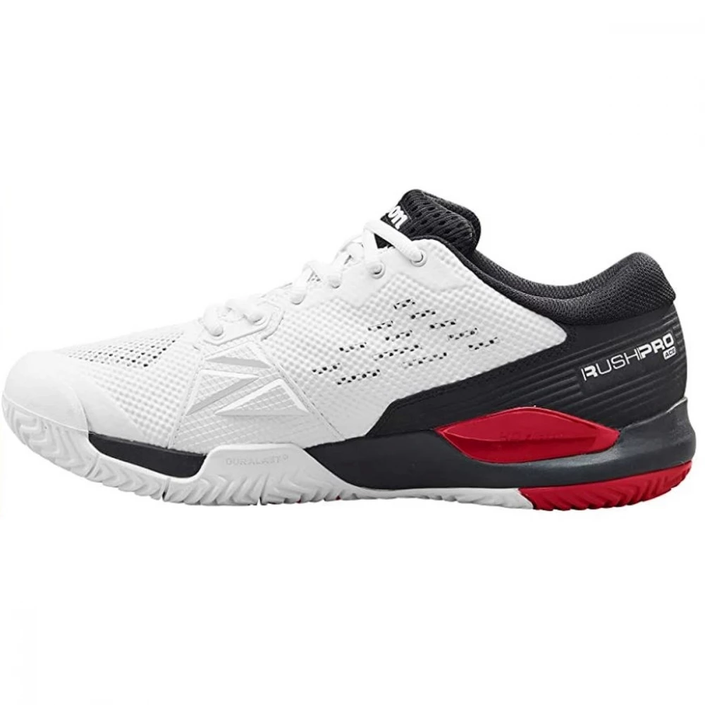 Wilson Men’s Rush Pro ACE Tennis Shoes (White/Black/Poppy Red) - Image 2