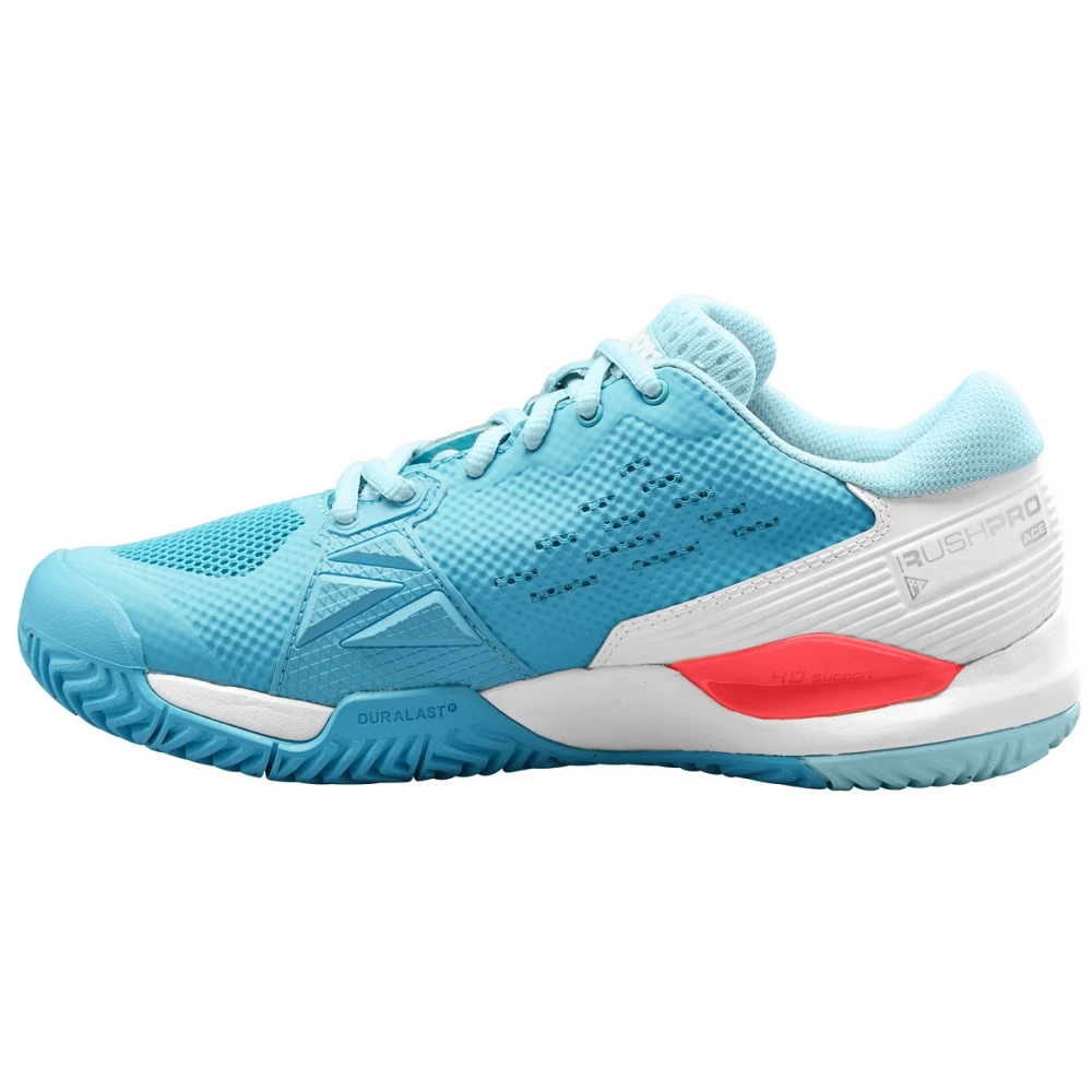 Wilson Women’s Rush Pro ACE Tennis Shoes (Scuba Blue/White/Fiery Coral) 4 Wilson Women’s Rush Pro ACE Tennis Shoes (Scuba Blue/White/Fiery Coral) - Image 2