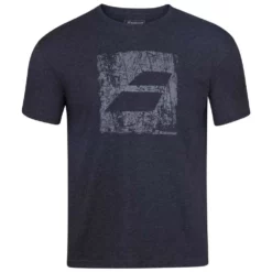 Babolat Men’s Exercise Big Flag Crew Neck Tennis Tee (Black/Heather)