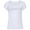 Babolat Women’s Exercise Tennis Training Tee (White/White) 2 Babolat Women’s Exercise Tennis Training Tee (White/White) -Tecnifibre Shop babolat exercise logo tennis training tee white 1000 1000
