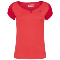 Babolat Girl’s Play Cap Sleeve Tennis Tee (Tomato Red)