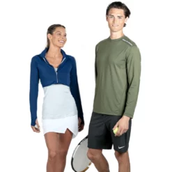 BloqUV Women’s Long Sleeve Full Zip Sun Protective Athletic Crop Top (Navy)