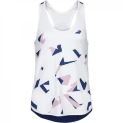 Babolat Girls Compete Tennis Tank Top W/Moisture-Wicking Performance Polyester (White/Estate Blue)
