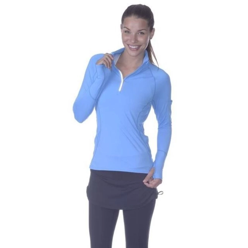BloqUV Women’s Sun Protective Mock Zip Long Sleeve Athletic Top (Ocean Blue) 3 BloqUV Women’s Sun Protective Mock Zip Long Sleeve Athletic Top (Ocean Blue)