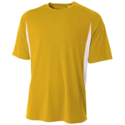 A4 Men’s Performance Color Block Crew Shirt (Gold)