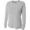 A4 Women’s Performance Long-Sleeve Crew Neck Shirt (Silver)
