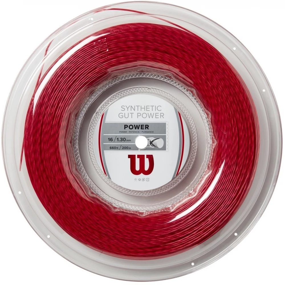 Wilson Synthetic Gut Power 16g Red Tennis String (Reel) 3 Wilson Synthetic Gut Power 16g Red Tennis String (Reel)