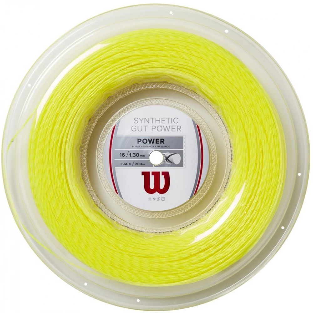 Wilson Synthetic Gut Power 16g Yellow Tennis String (Reel) 3 Wilson Synthetic Gut Power 16g Yellow Tennis String (Reel)