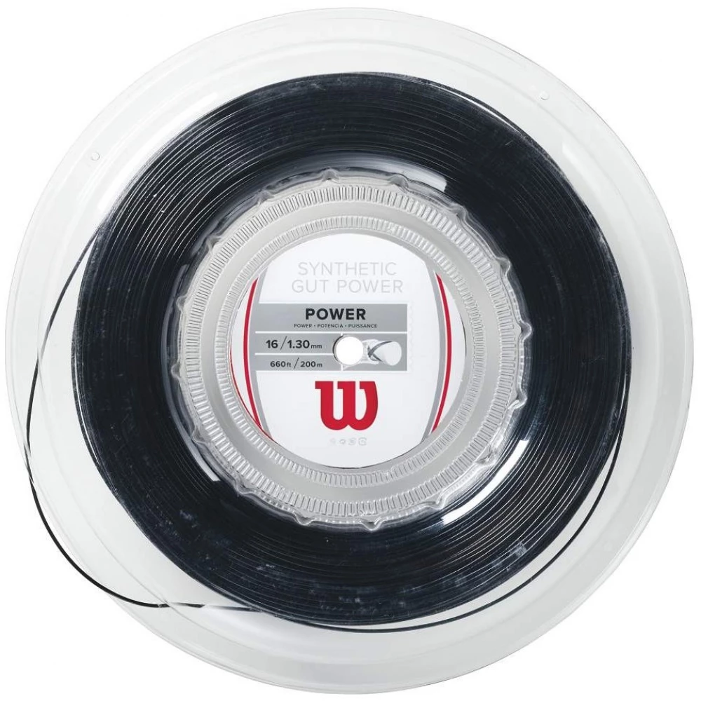 Wilson Synthetic Gut Power 16g Black Tennis String (Reel) 3 Wilson Synthetic Gut Power 16g Black Tennis String (Reel)